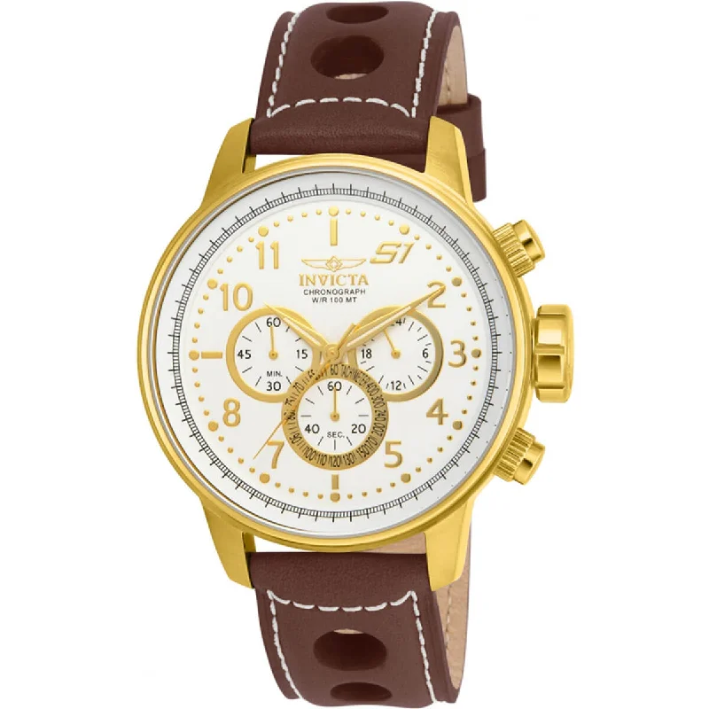 Watches with classic style for timeless appeal   Invicta Men's Chronograph Watch - S1 Rally White and Gold Tone Dial Strap | 16011