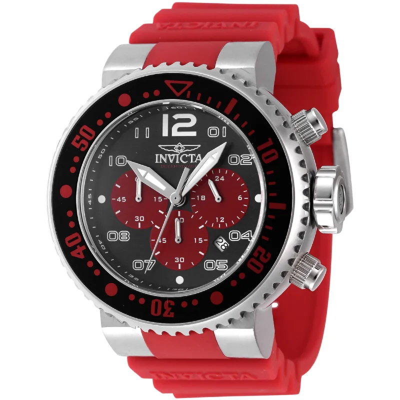 elegant dress watches for formal events   Invicta Men's Watch - Pro Diver Chronograph Red and Black Dial Rotating Bezel | 47194