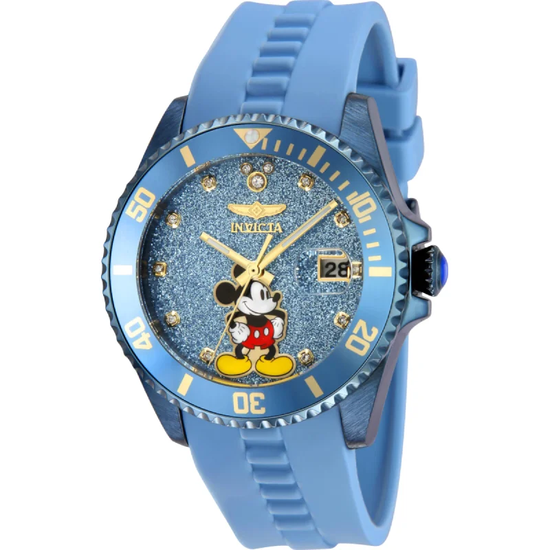Watches with classic style for timeless appeal   Invicta Women's Watch - Disney Mickey Mouse Quartz Blue Glitter Dial Strap | 41312