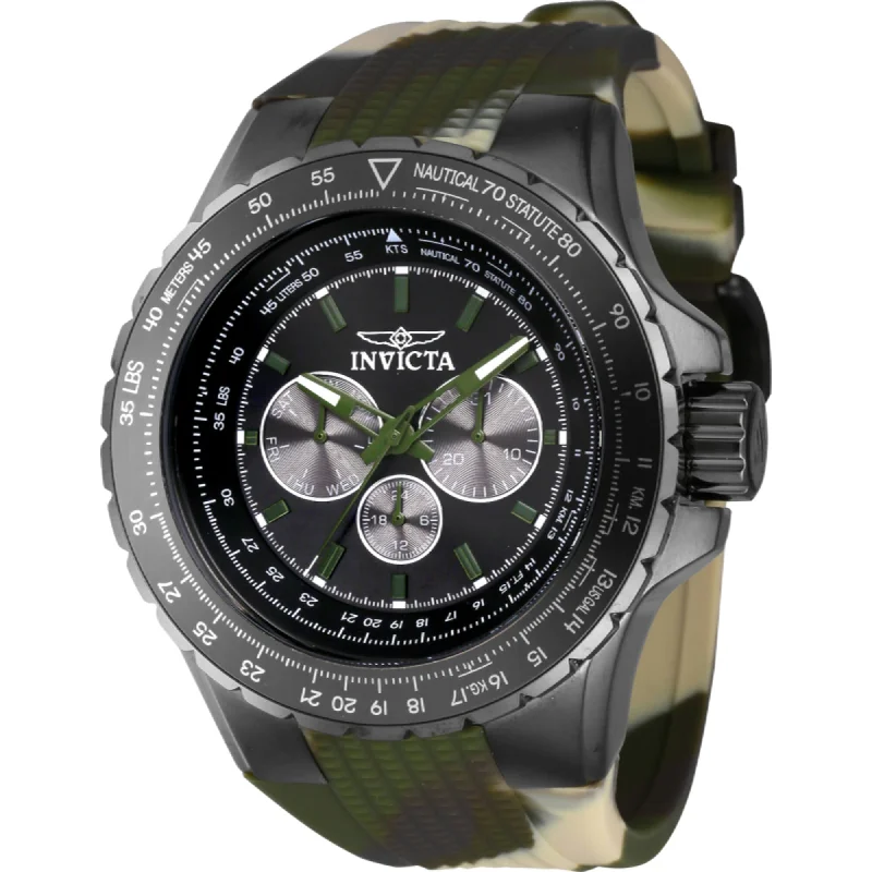 Watches with a sophisticated look   Invicta Men's Watch - Aviator Quartz Chrono Gunmetal and Green Dial Strap | 39307