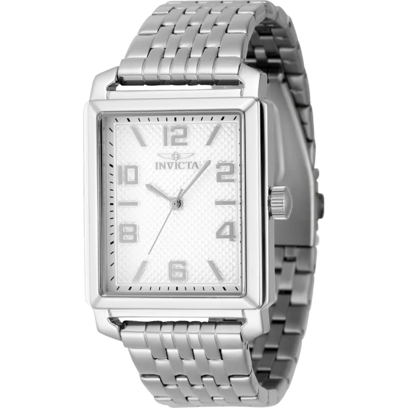 minimalistic watches for men with leather bands   Invicta Men's Watch - Vintage Silver Dial Stainless Steel Bracelet Quartz | 46634