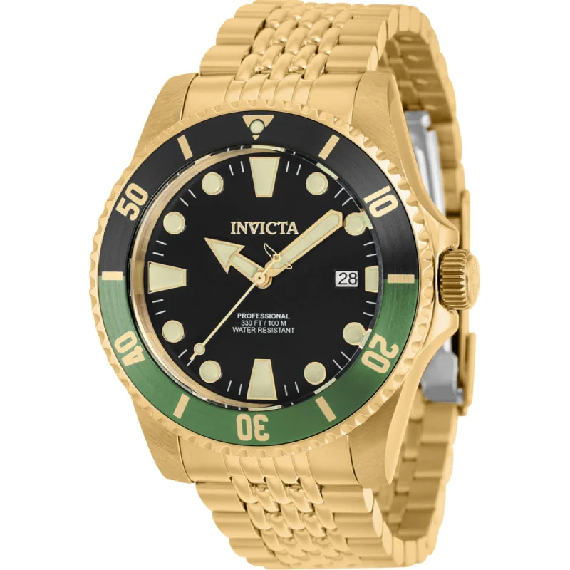 Watches with a classic look   Invicta Men's Watch - Pro Diver Rotating Bezel Yellow Gold Steel Bracelet | 39763