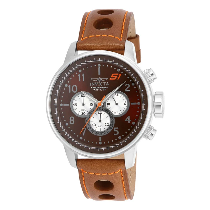 classic pocket watches for collectors   Invicta Men's Chronograph Watch - S1 Rally Brown Dial Leather Strap | 16015