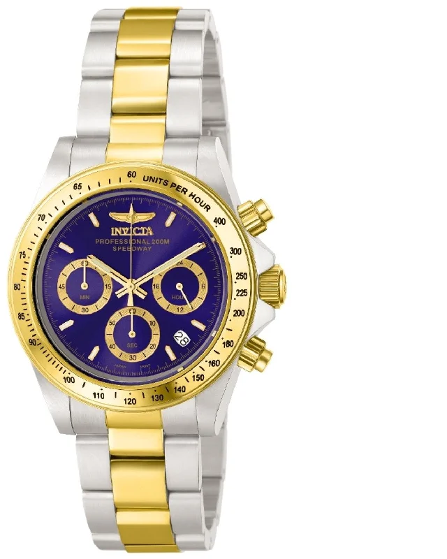 Men's dress watches with slim profile   Invicta Men's Chronograph Two Tone Watch - Speedway Quartz Blue Dial Date | 3644
