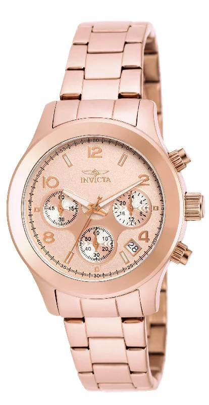 Formal watches for business people   Invicta 19218 Women's Angel Rose Gold Dial Rose Gold Plated Steel Bracelet Chronograph Watch