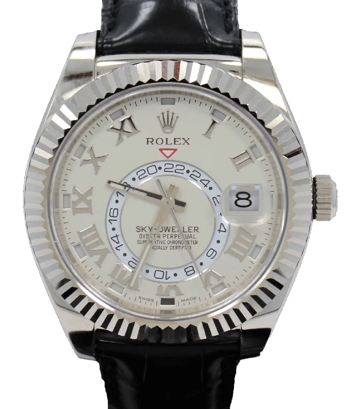 minimalistic watches for men with leather bands   Rolex Sky-Dweller 18K White Gold 326139 IVRRL PreOwned