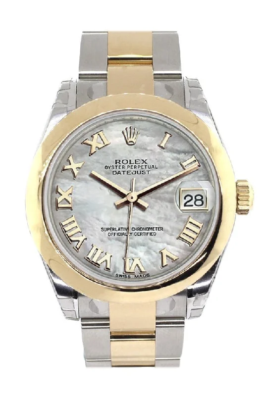 watches with custom engravings for gifts   Rolex Datejust 31 Mother of Pearl Roman Dial 18K Gold Two Tone Ladies 178243 Pre-owned