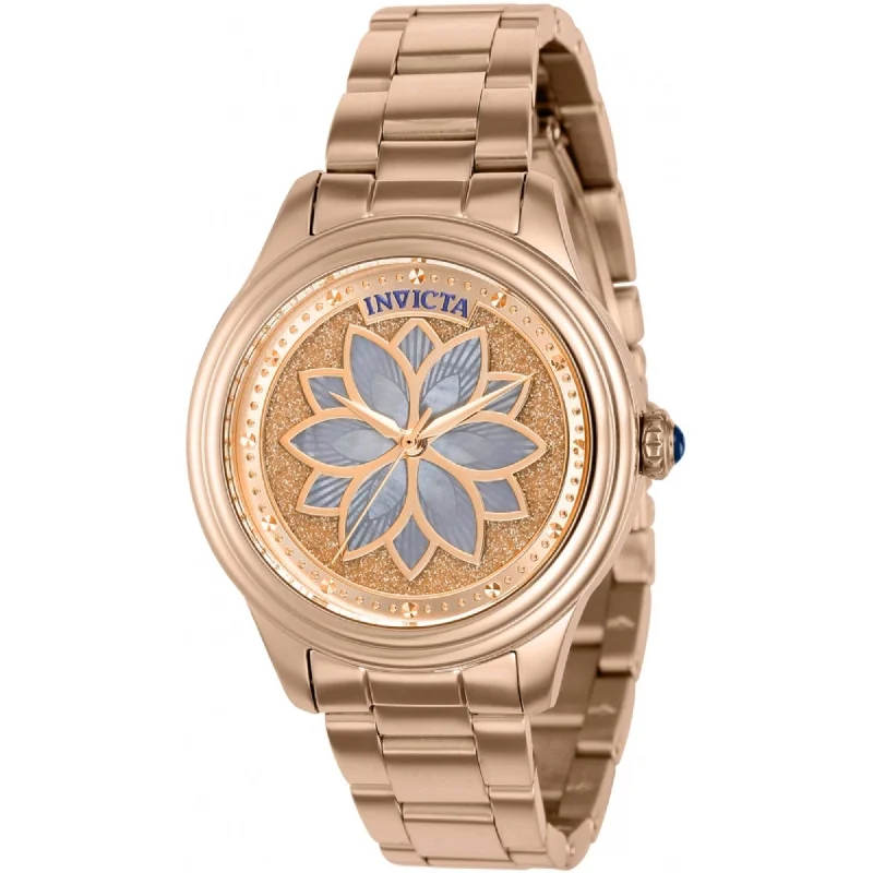 Vintage style quartz watches   Invicta Women's Watch - Wildflower Quartz White MOP, Rose Gold Dial Bracelet | 37086