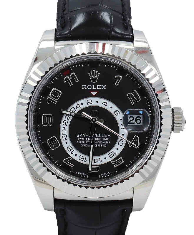 Watches with leather straps and quick release clasps   Rolex Sky-Dweller 18K White Gold 326139 BLKARS