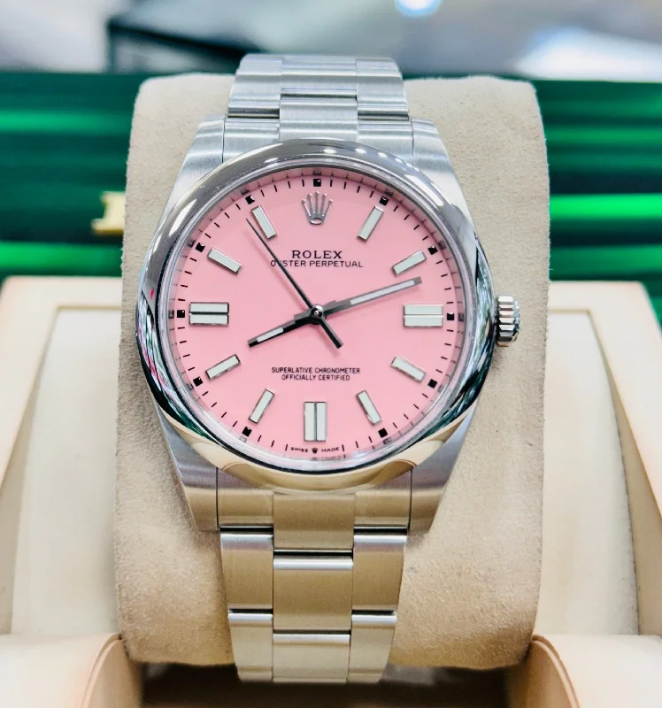 watches with custom engravings for gifts   Rolex Oyster Perpetual 124300 41mm Custom Pink Dial Watch Box And Papers UNWORN
