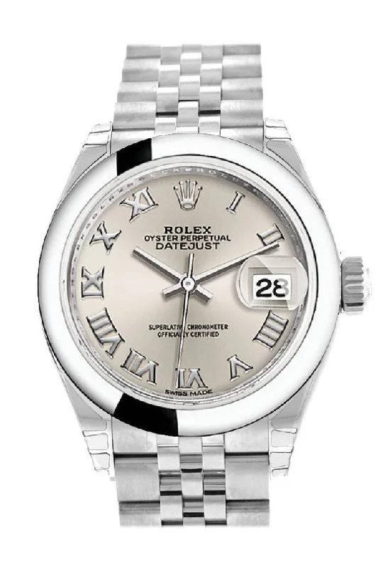 Luxury brand automatic watches for men   Rolex Datejust 28 Silver Roman Dial Steel Jubilee Ladies Watch 279160 NP