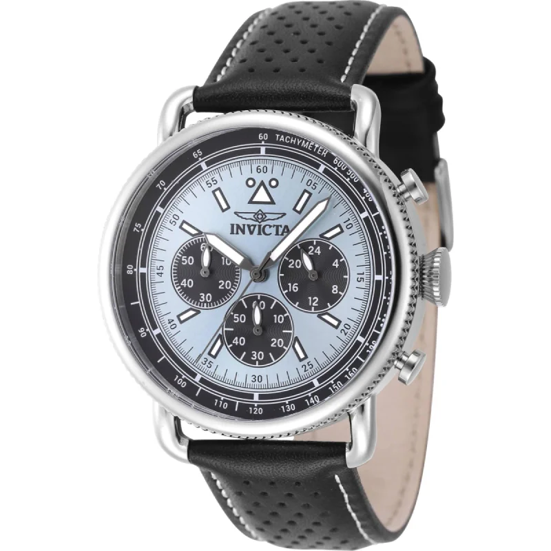 Watches with adjustable straps for a perfect fit   Invicta Men's Watch - Speedway Chronograph Blue Dial Black Leather Strap | 47364