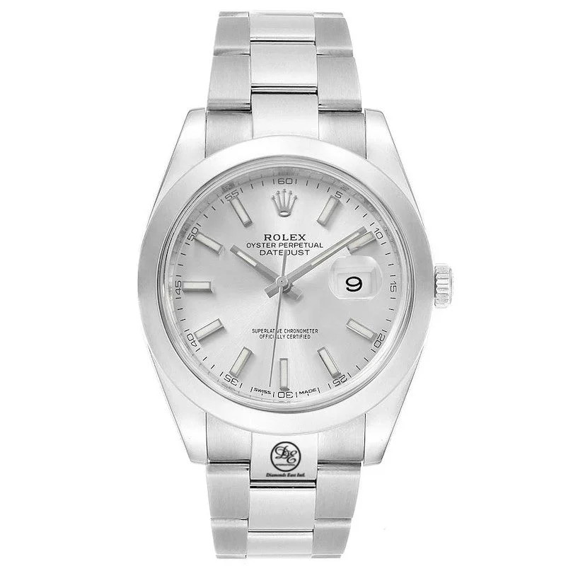 Luxury quartz watches with high-end movements   Rolex Datejust 41mm 126300 Oyster Silver Dial Smooth Bezel MINT