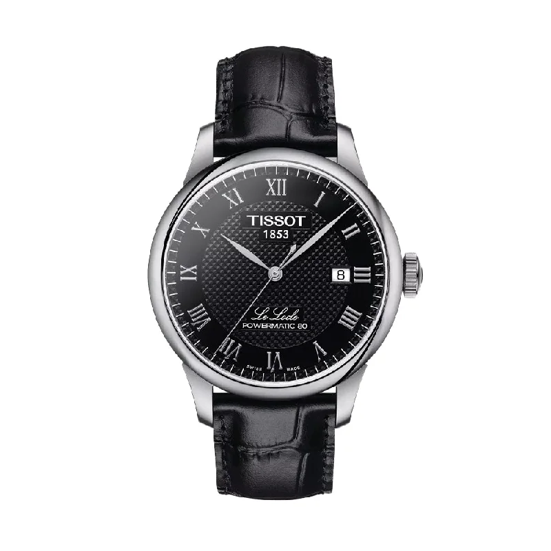 classic pocket watches for collectors   Le Locle Powermatic 80 39.3mm - Black on Leather Strap