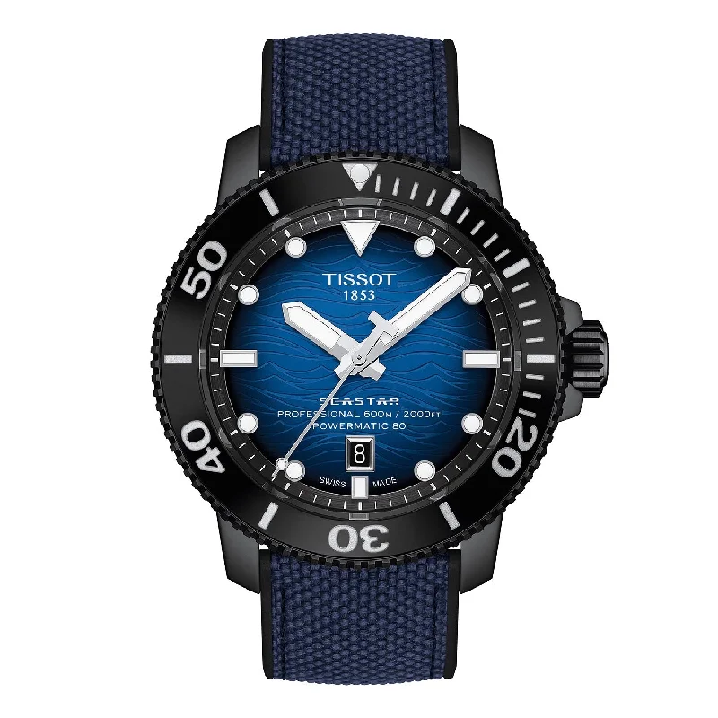 Watches with leather straps and quick release clasps Tissot - Seastar Powermatic 80 ur, 46 mm - T1206073704100 Watches with leather straps and quick release clasps Tissot - Seastar Powermatic 80 ur, 46 mm - T1206073704100