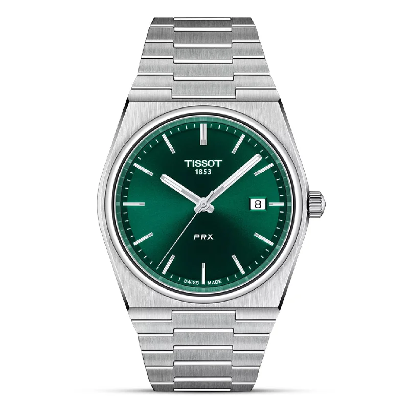 Watches with a stylish look   TISSOT PRX Quartz Green Dial Steel Men's Watch | T137.410.11.091.00