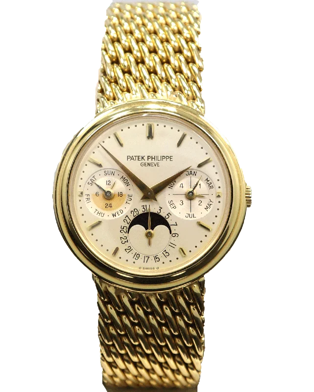 Luxury quartz watches with high-end movements Patek Philippe Perpetual Calendar 3945/1J Vintage 18K Yellow Gold Silver Dial Automatic Luxury quartz watches with high-end movements Patek Philippe Perpetual Calendar 3945/1J Vintage 18K Yellow Gold Silver Dial Automatic