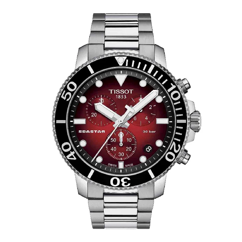 Watches with a classic look   Tissot - Seastar 1000 Quartz Chronograph rød, 45,5mm - T1204171142100