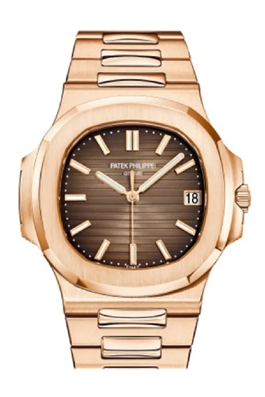 Formal watches for evening events   Patek Philippe Nautilus Brown Dial 18K Rose Gold Automatic Men's Watch 5711/1R-001