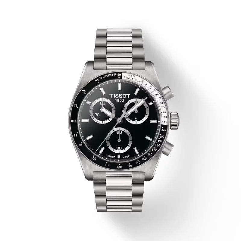 watches with custom engravings for gifts   Tissot Chronograph with Black Dial