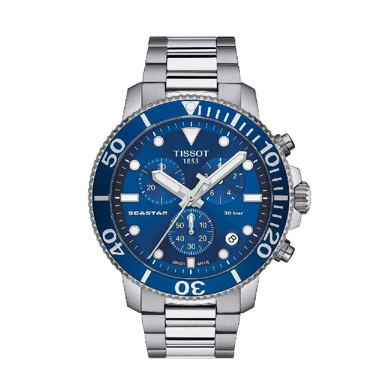 Watches with classic style for timeless appeal   Tissot Seastar 1000 Blue Dial Chronograph Men's Watch| T1204171104100