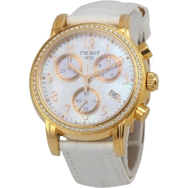 Watches with a luxurious look Tissot Women's T0502173611201 Dressport Chronograph Diamond White Leather Watch Watches with a luxurious look Tissot Women's T0502173611201 Dressport Chronograph Diamond White Leather Watch
