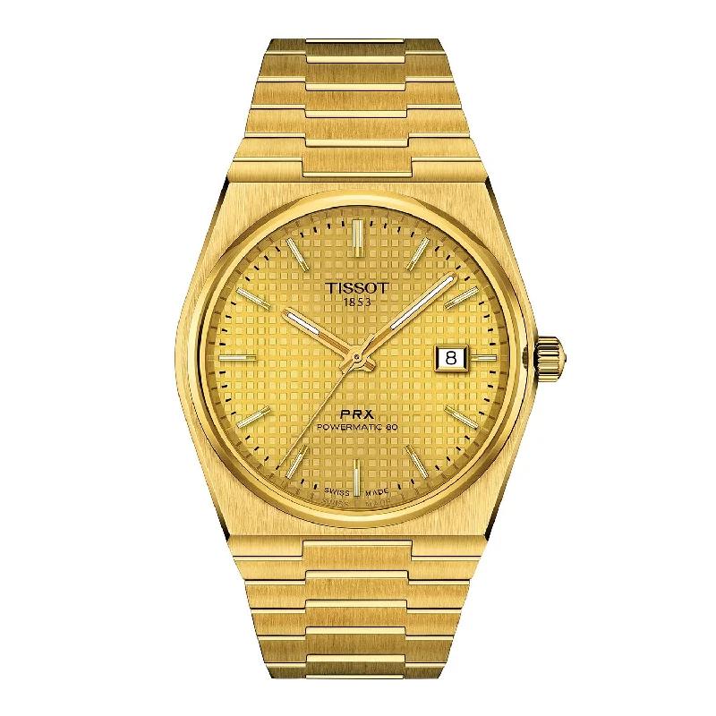 minimalistic watches for men with leather bands   Tissot - PRX Powermatic 80 ur, 40 mm - T1374073302100