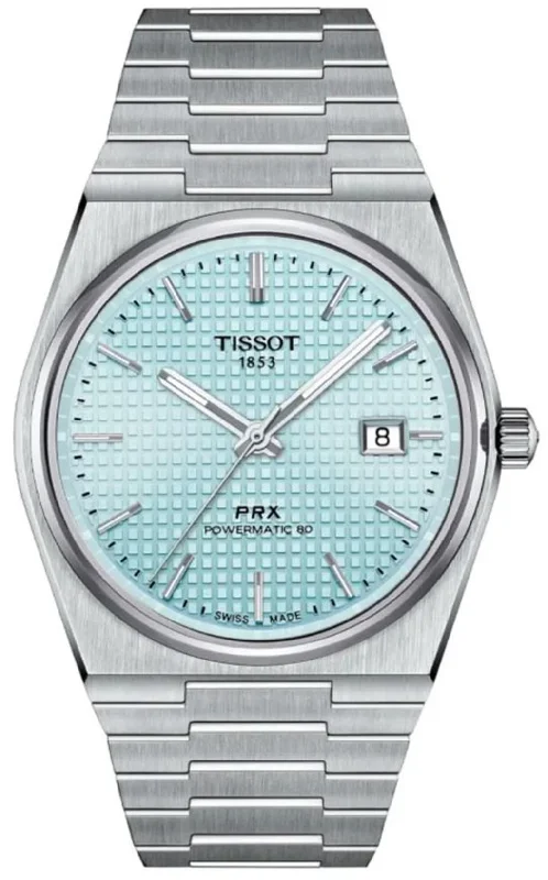 Modern design square dial watches   Tissot Prx 40Mm Powermatic 80 Watch Ltd Light Blue Dial