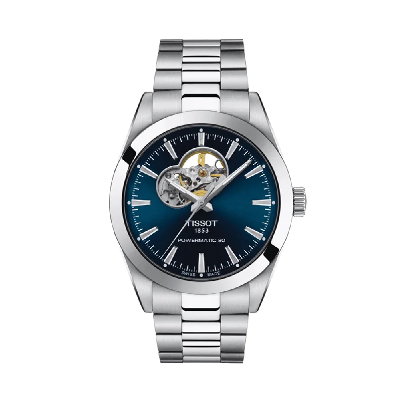 best luxury watches for men   Gentleman Powermatic 80 Open Heart 40mm - Blue on Bracelet