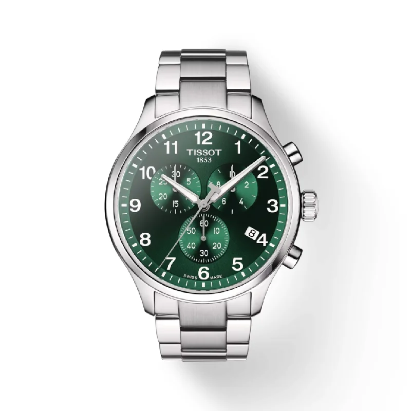 Women's dress watches with elegant straps   Tissot Chrono XL with Green Dial