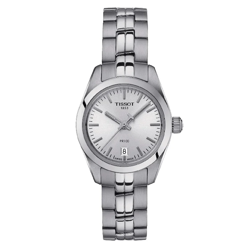 minimalistic watches for men with leather bands   Tissot - PR100 Dameur - T1010101103100