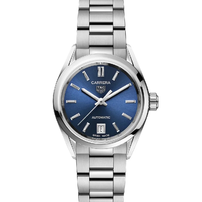 Watches with leather straps and quick release clasps   TAG Heuer Watch Carrera Calibre 9 Automatic Ladies